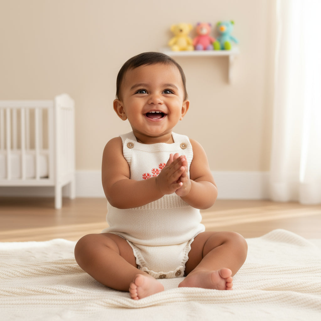 Coral Bloom Knit Romper