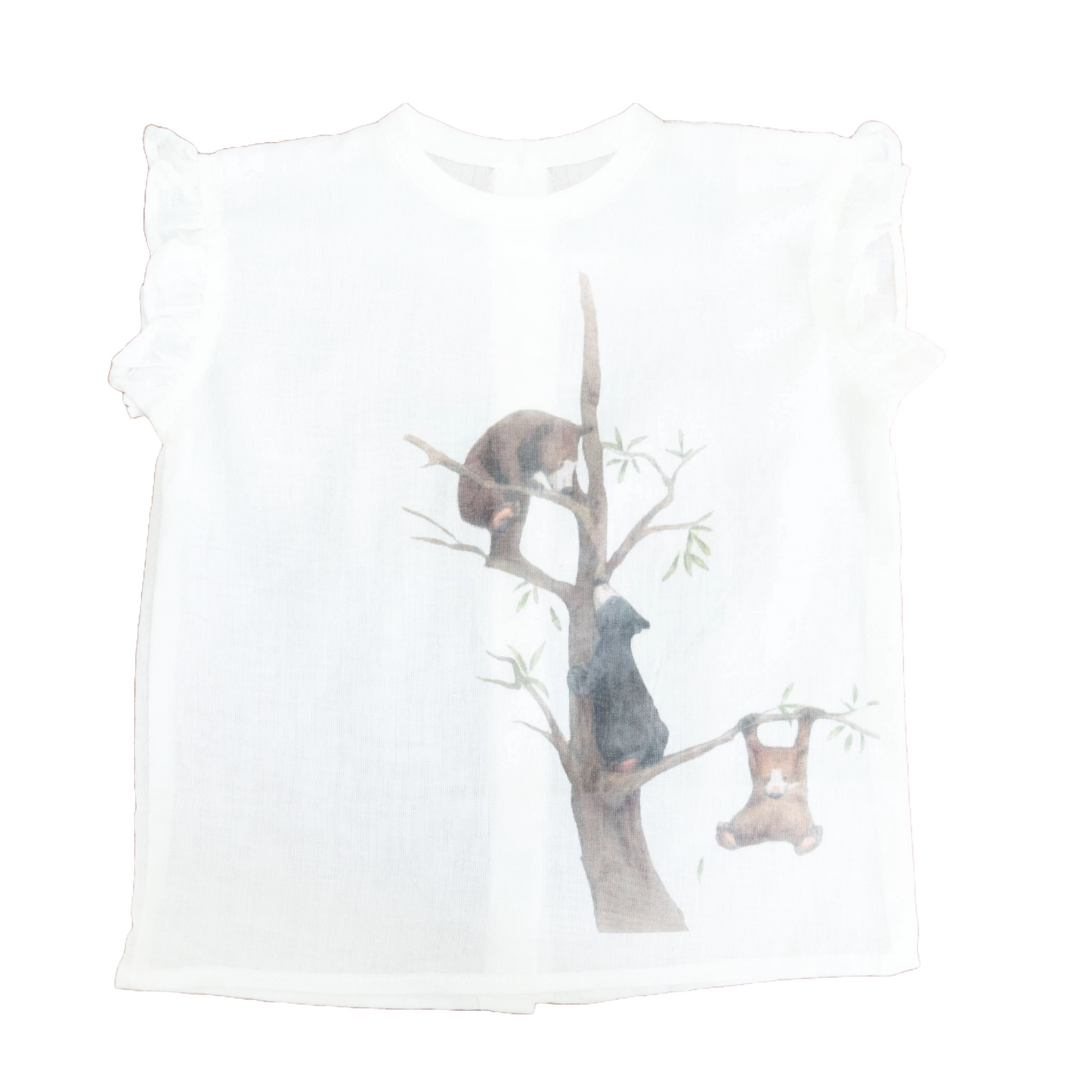 bear on tree girl