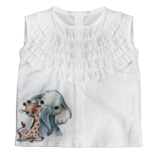giraffe and elephant girl