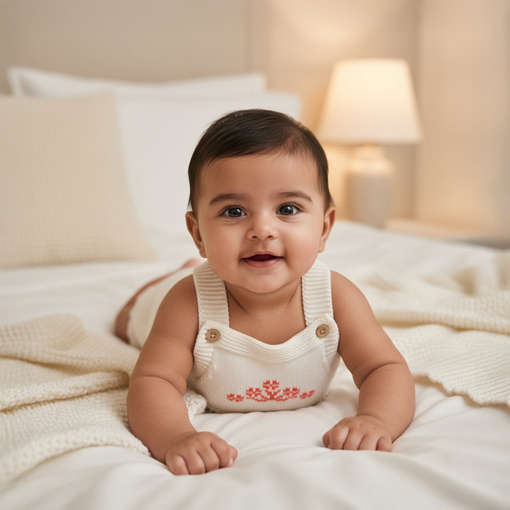 Coral Bloom Knit Romper