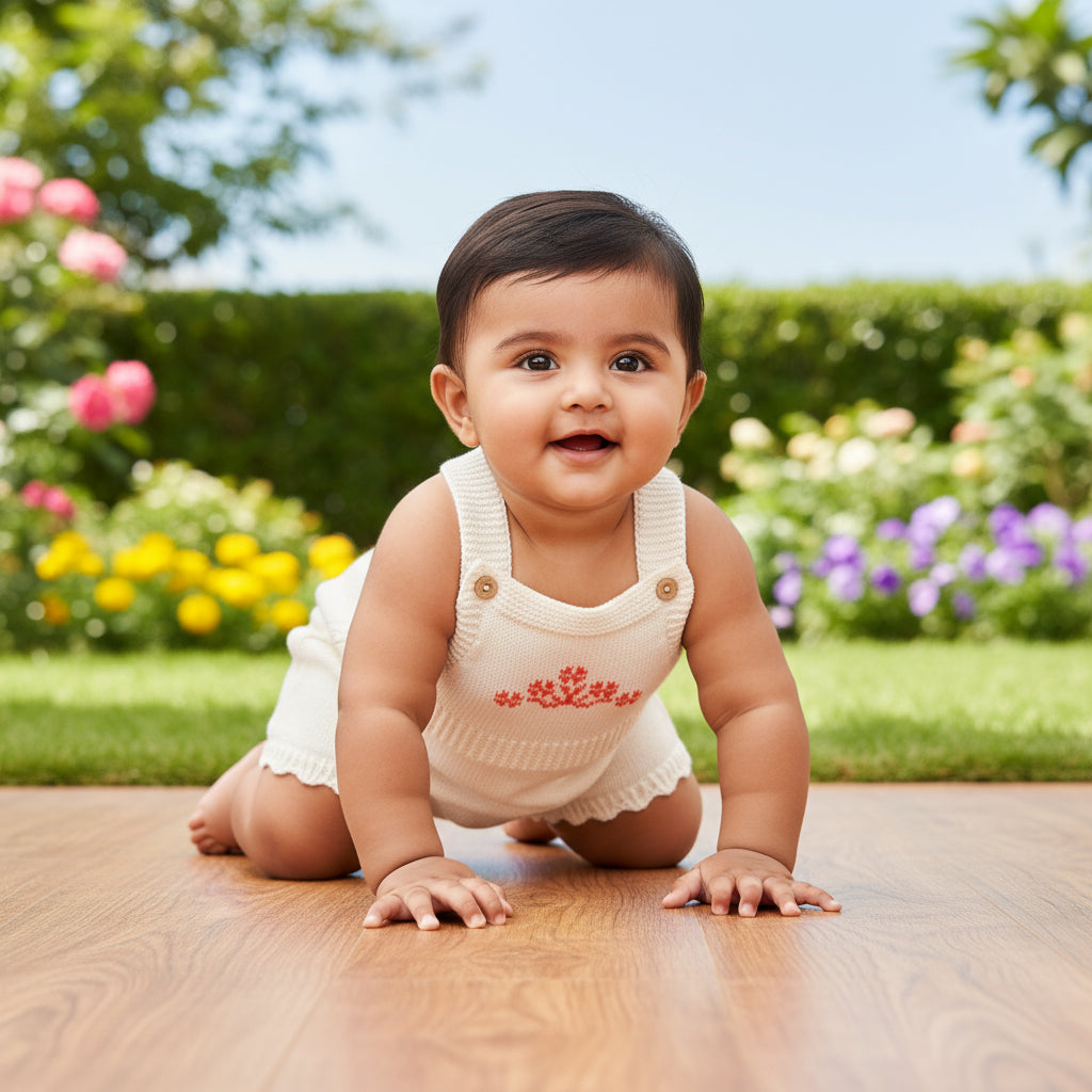 Coral Bloom Knit Romper