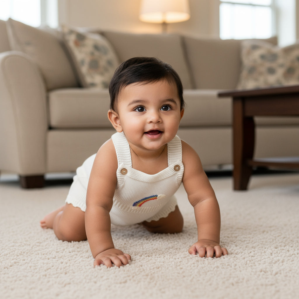 Rainbow Whisper knit romper